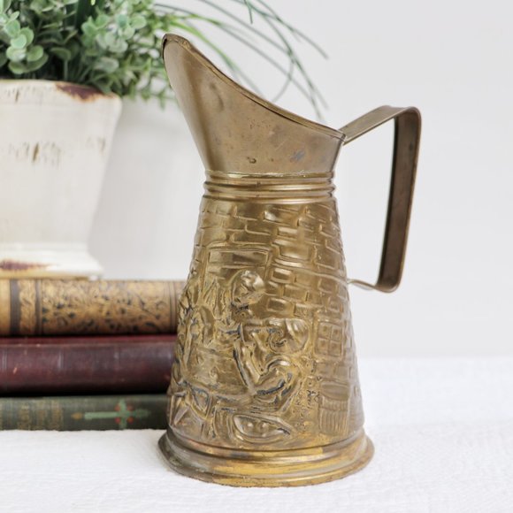 Vintage English Peerage Gold Brass Metal Pitcher - Picture 7 of 8